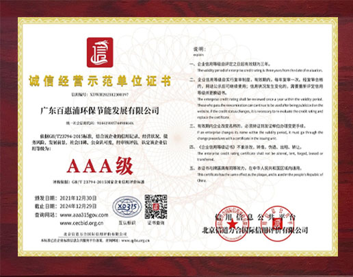 誠(chéng)信經(jīng)訾示范單位證書